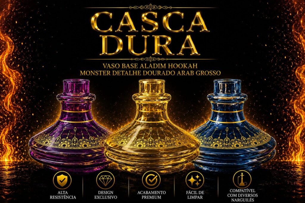 VASO BASE ALADIM HOOKAH MONSTER DETALHE DOURADO ARAB GROSSO