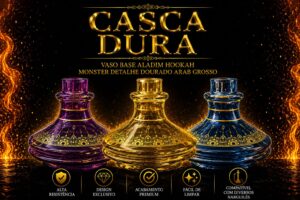 VASO BASE ALADIM HOOKAH MONSTER DETALHE DOURADO ARAB GROSSO